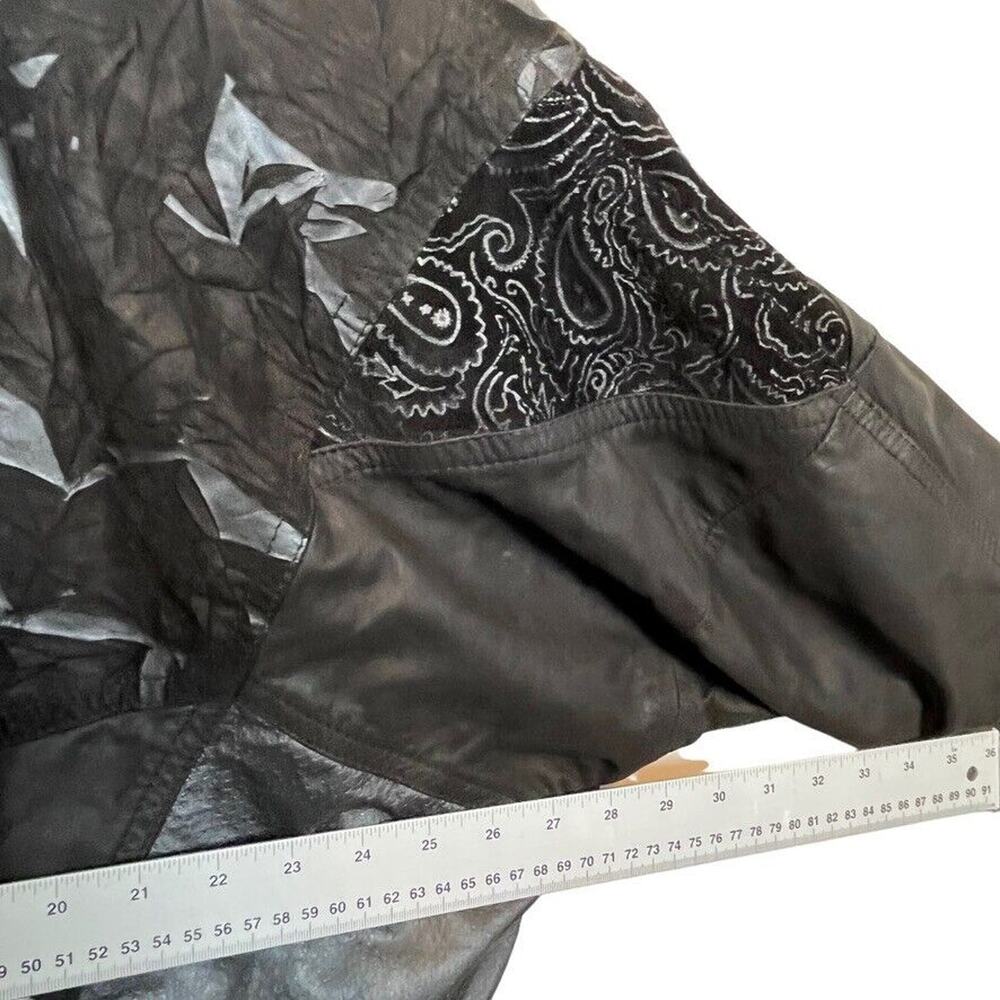 80s Patchwork Leather Jacket Black Oversized Wome… - image 5